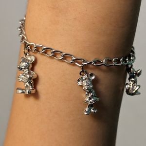 Disney Metal Chain Charm Bracelet Mickey Minnie Mouse Pluto